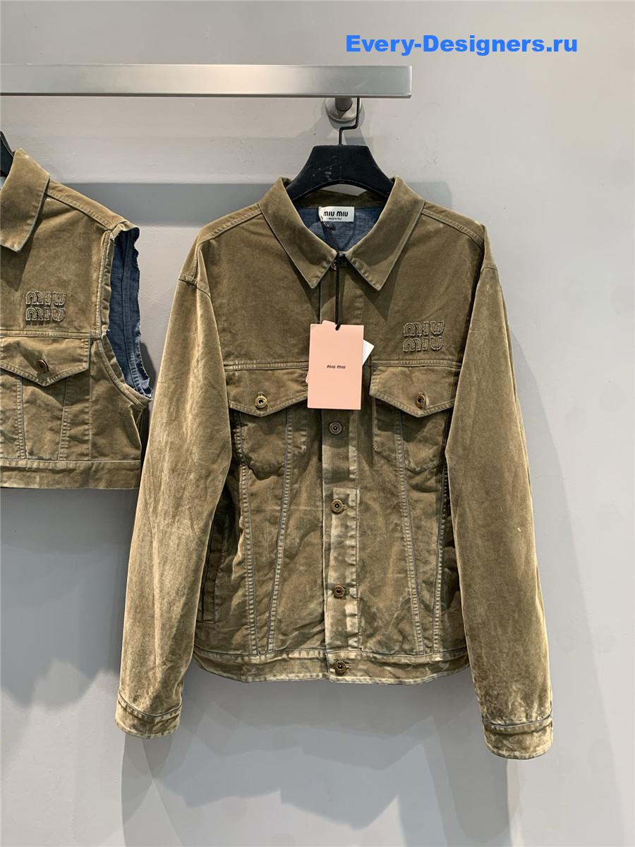 Miu Miu Tobacco Chambray Blouson Jacket
