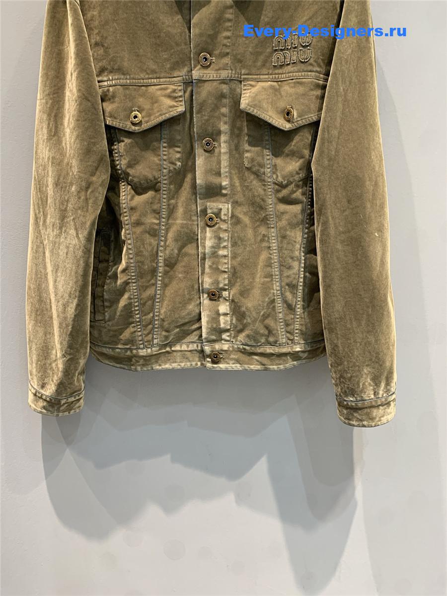 Miu Miu Tobacco Chambray Blouson Jacket