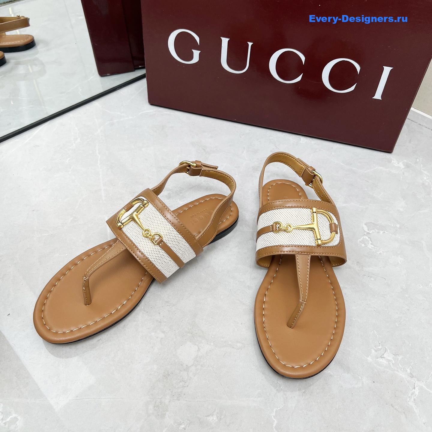 Gvc*1 brown leather horsebit sandals