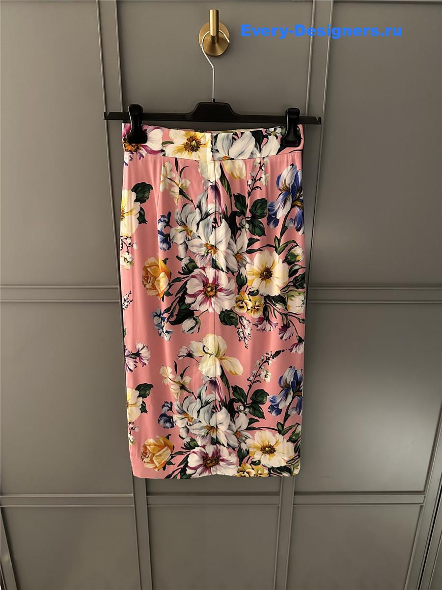 Dolce & Gabbana Floral-Print Charmeuse Skirt