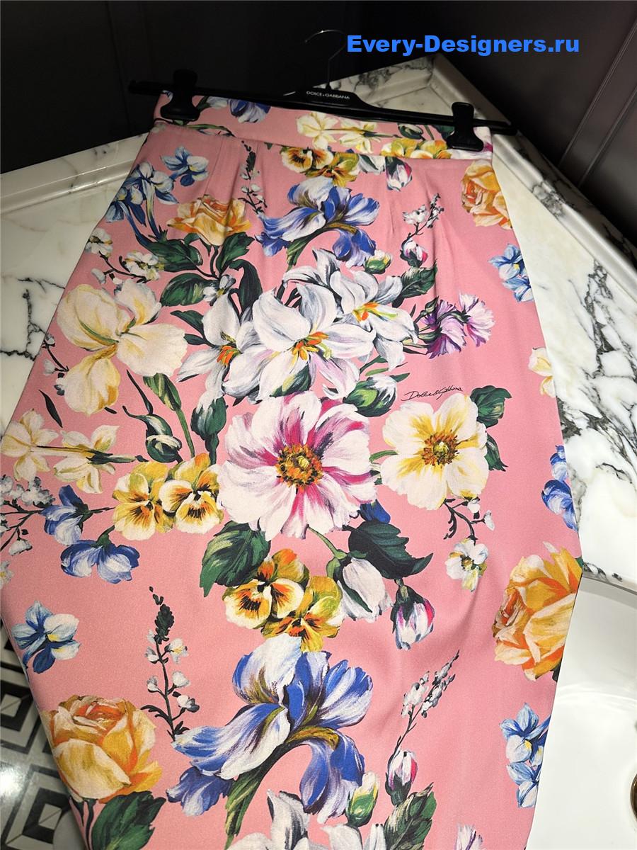 Dolce & Gabbana Floral-Print Charmeuse Skirt