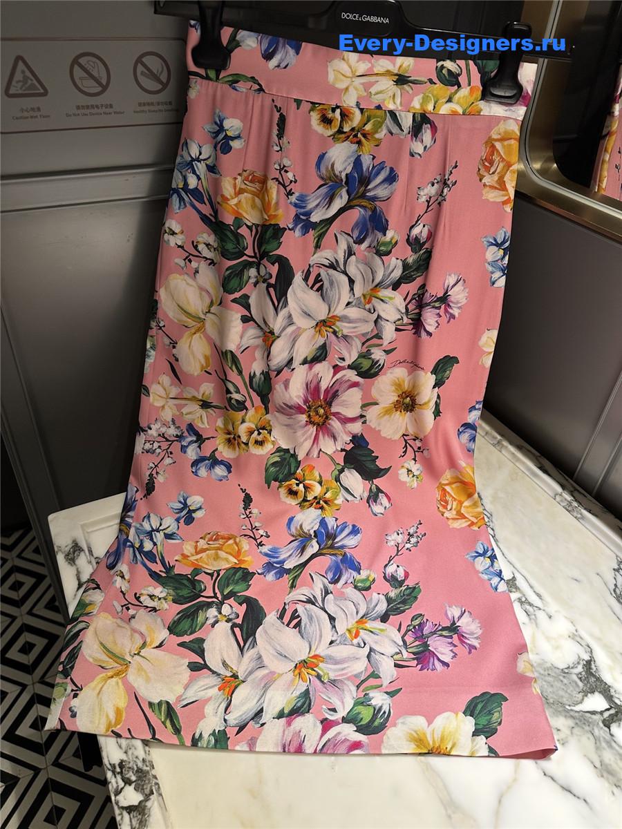 Dolce & Gabbana Floral-Print Charmeuse Skirt