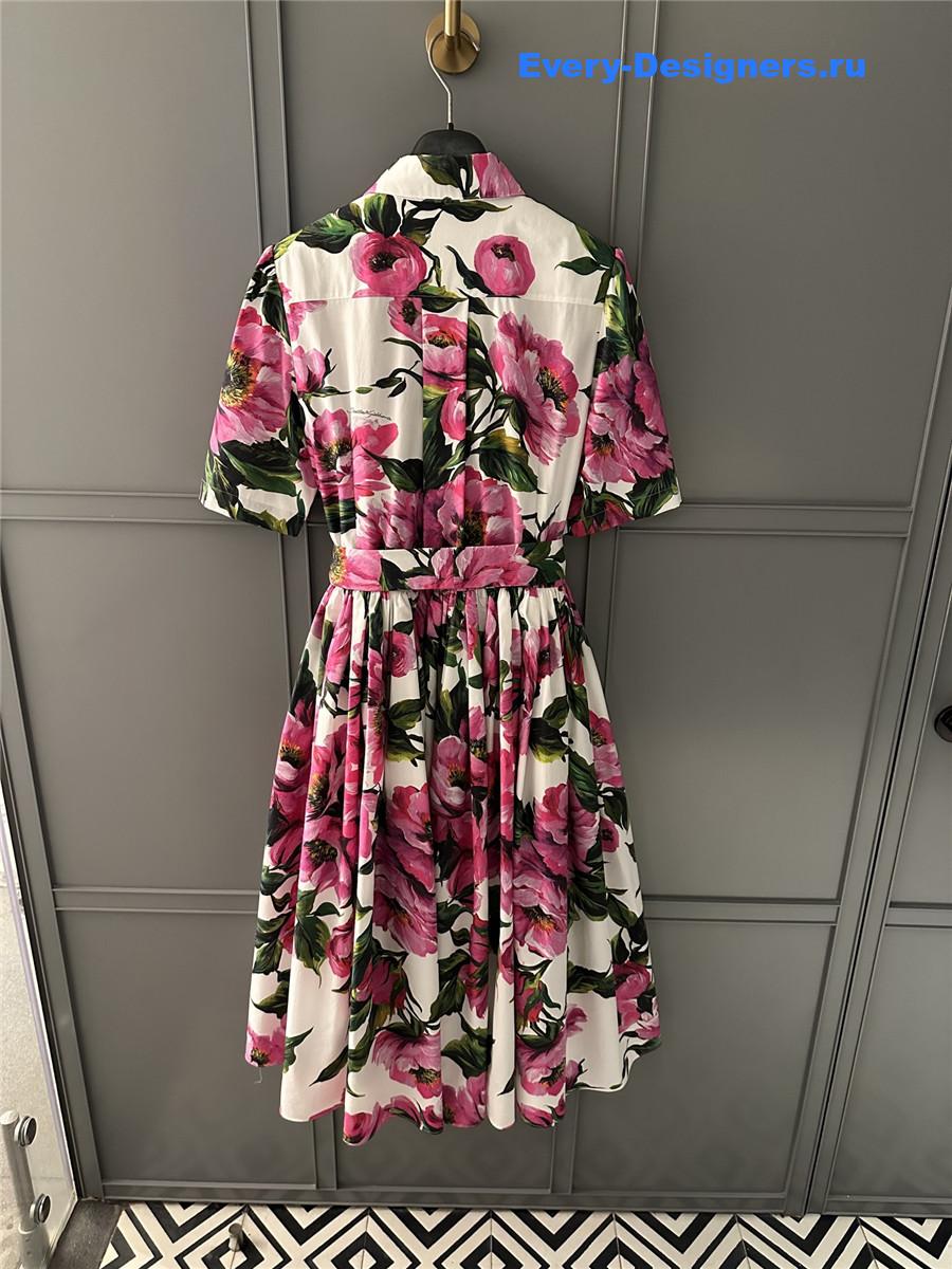 Dolce & Gabbana Peony Print Shirt Dress