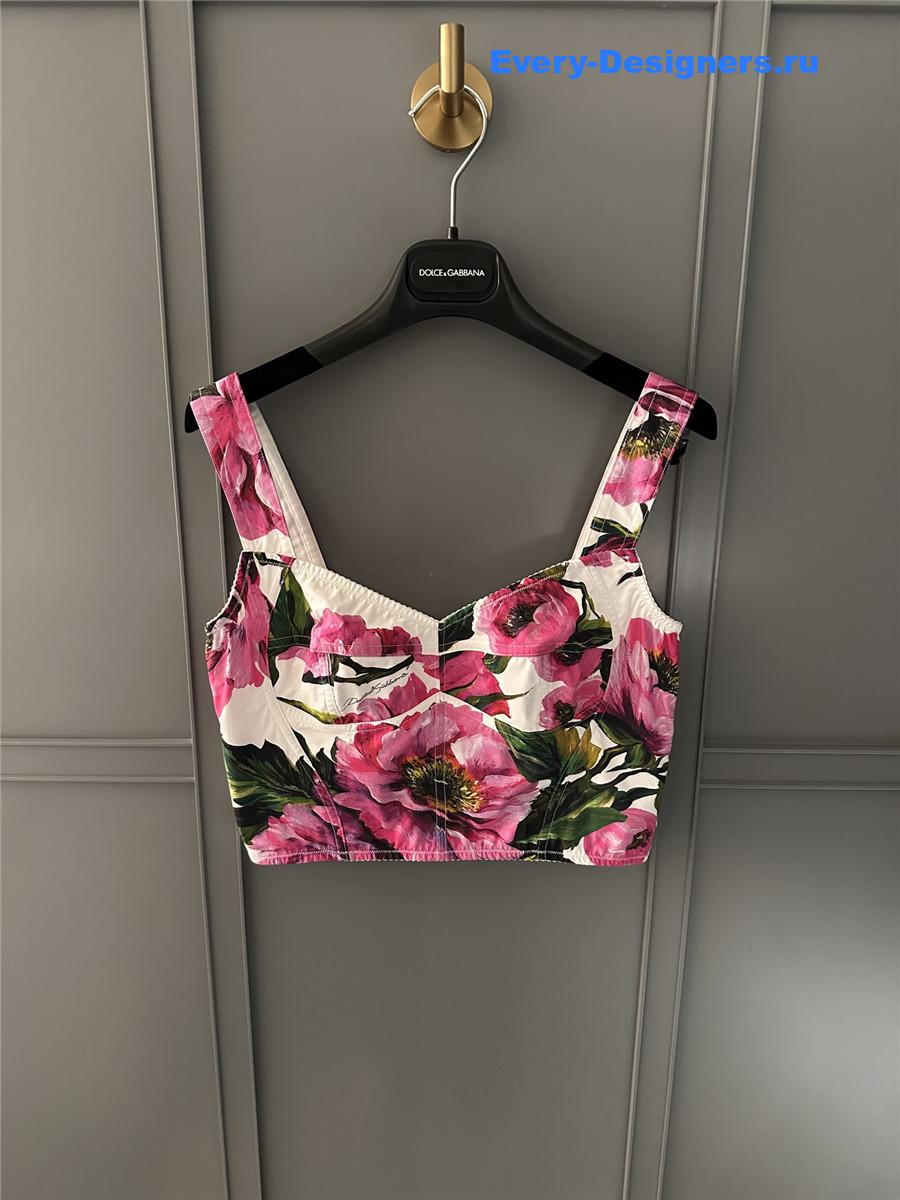 Dolce & Gabbana Peony Print Corset Top