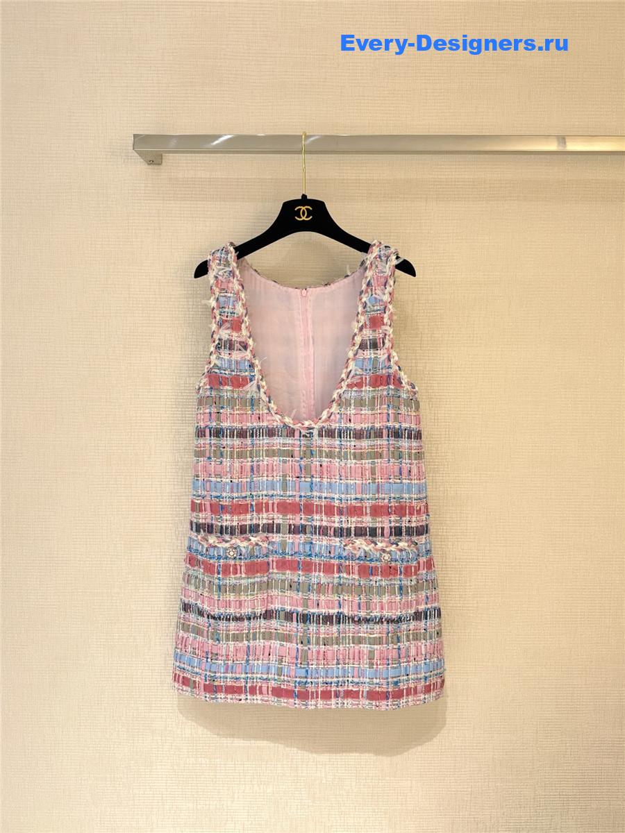 Ch**el pink woven vest dress
