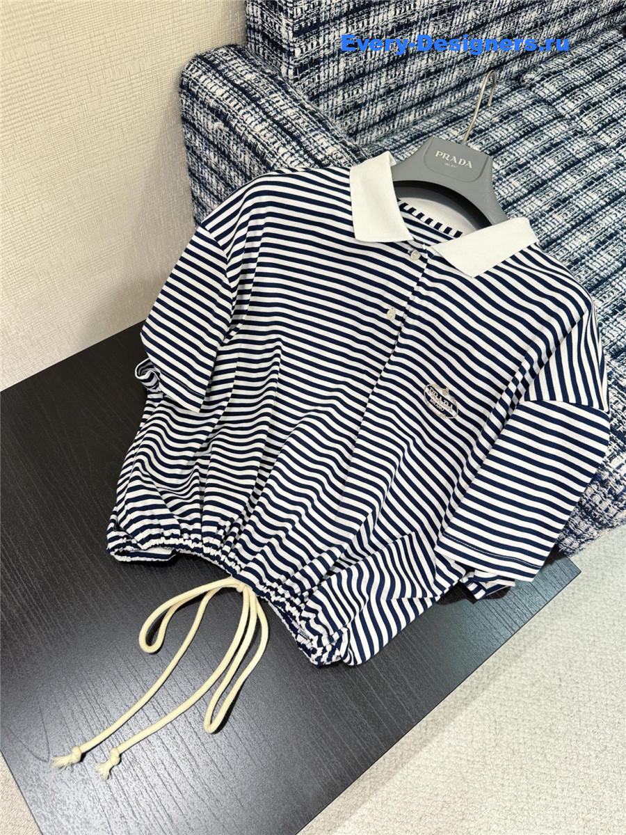 Pra*a navy striped polo shirt