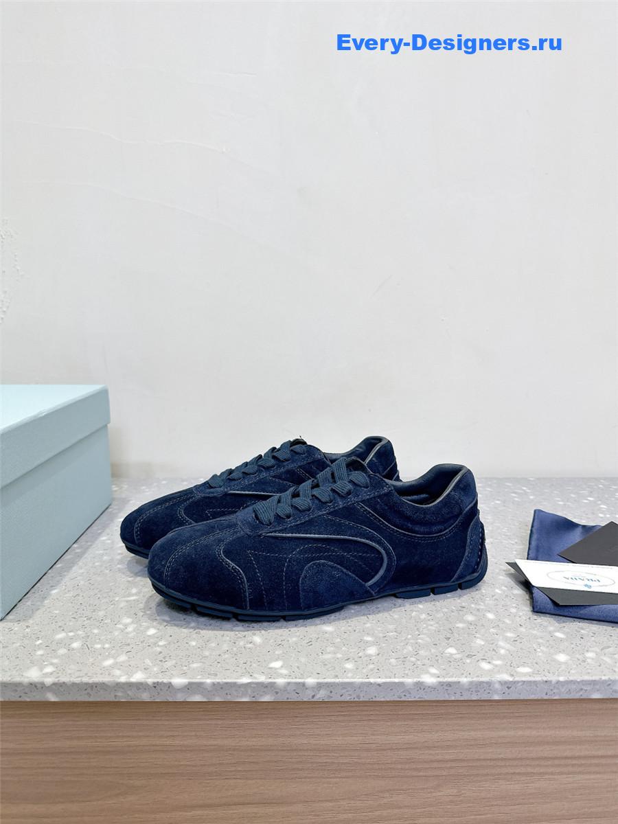 Pra*a dark blue suede sneakers