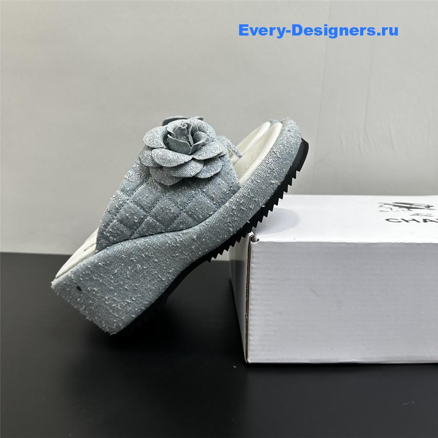 Ch**el camellia wedge slippers