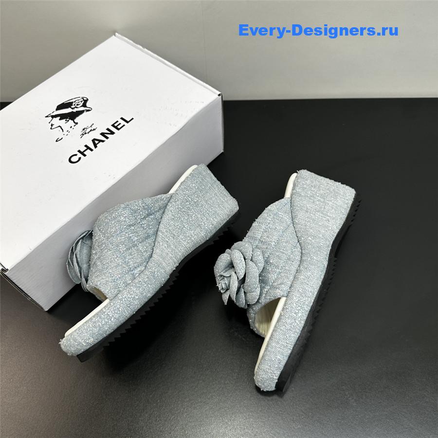 Ch**el camellia wedge slippers