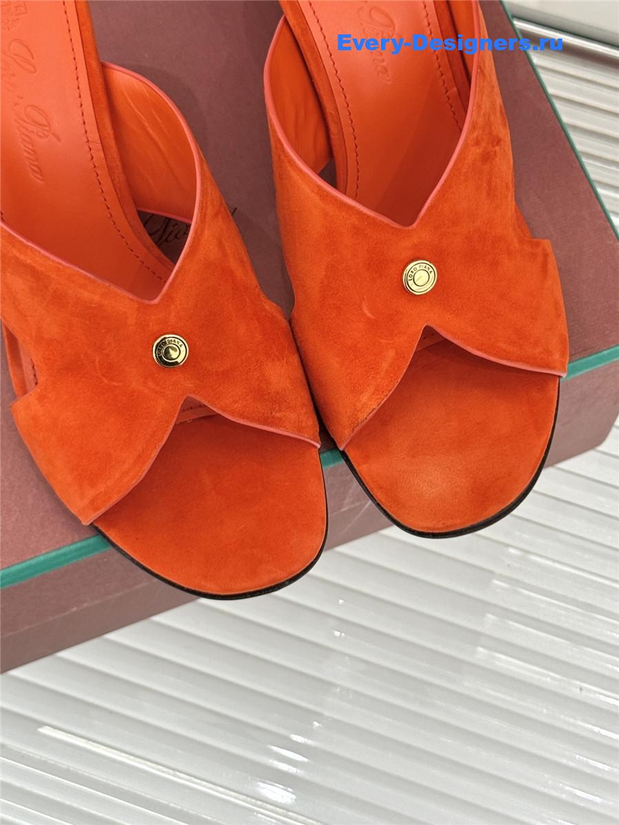 L0r0 P1ana orange suede vera sandals