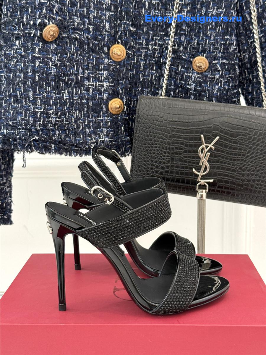 Dolce & Gabbana black rhinestone heel sandals