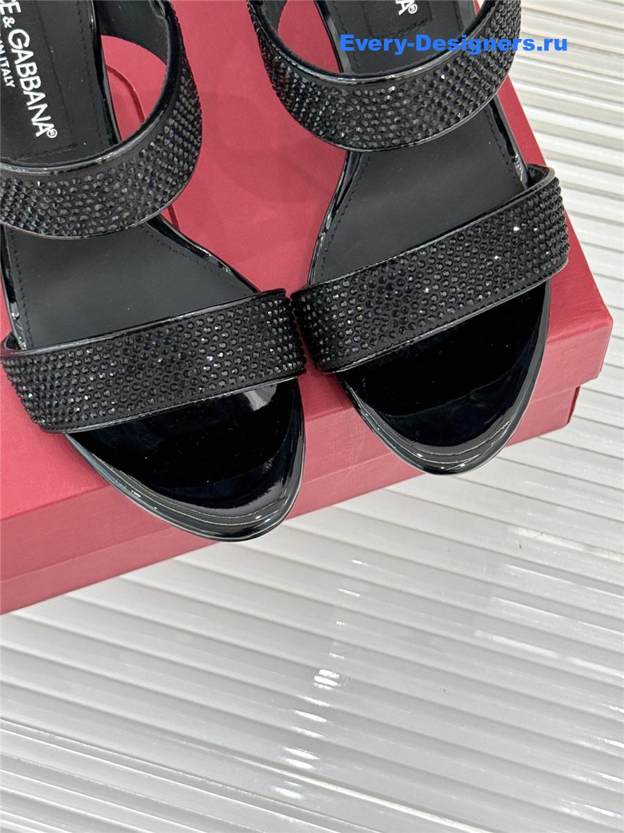 Dolce & Gabbana black rhinestone heel sandals