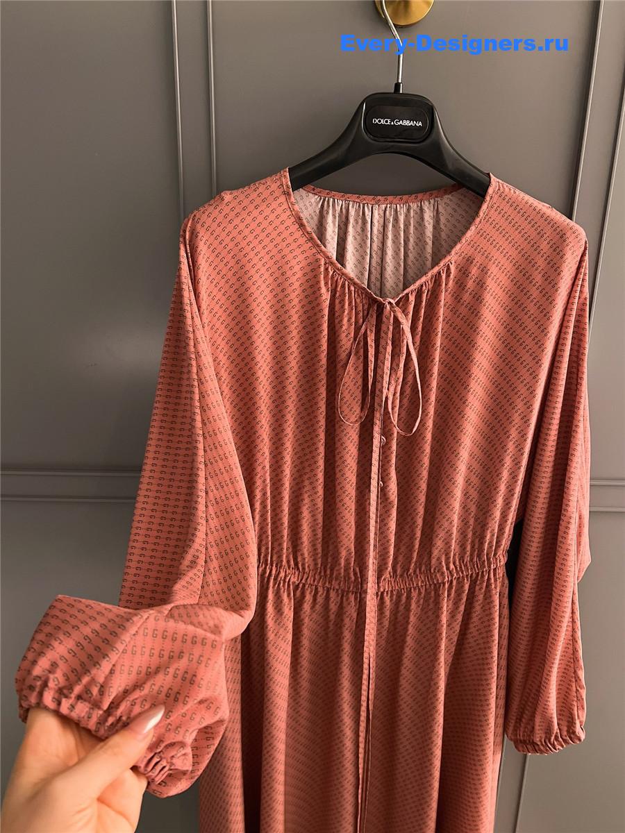 Gvc*1 gg monogram pink silk dress