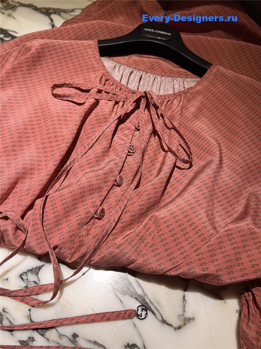 Gvc*1 gg monogram pink silk dress