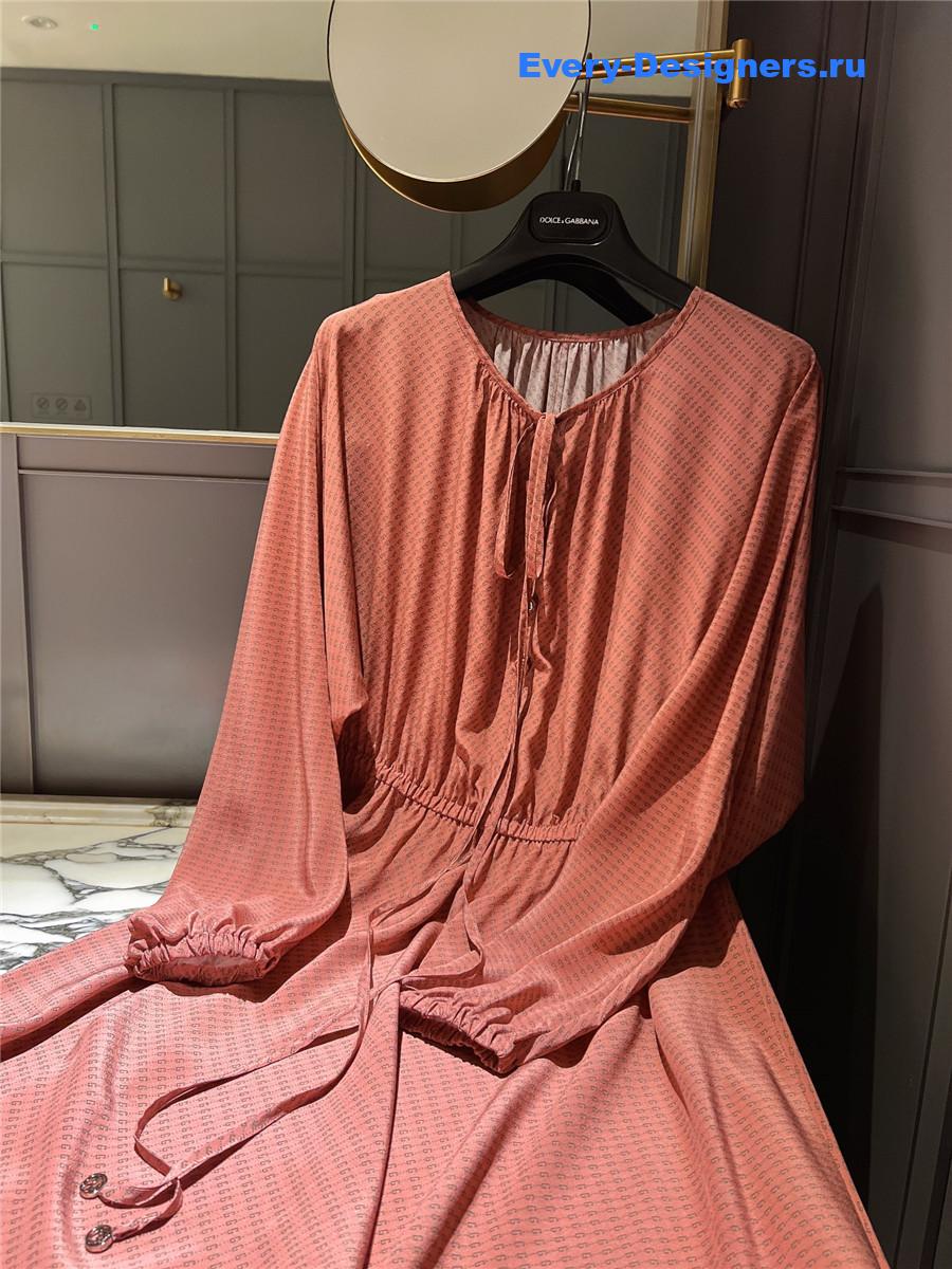 Gvc*1 gg monogram pink silk dress