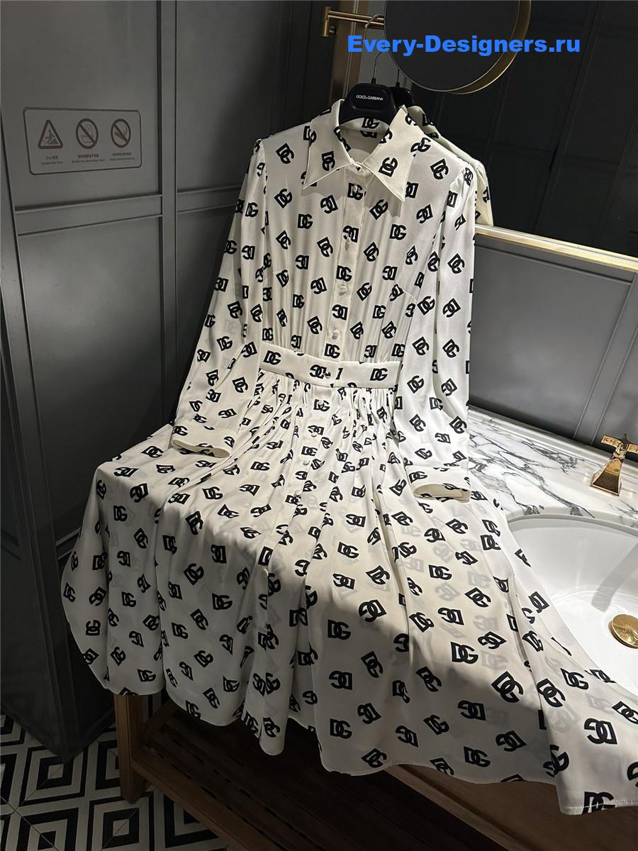 Dolce & Gabbana Logo-Print Midi Dress White