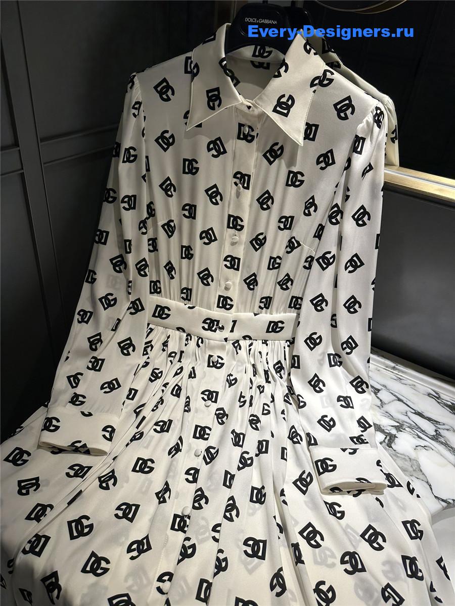 Dolce & Gabbana Logo-Print Midi Dress White