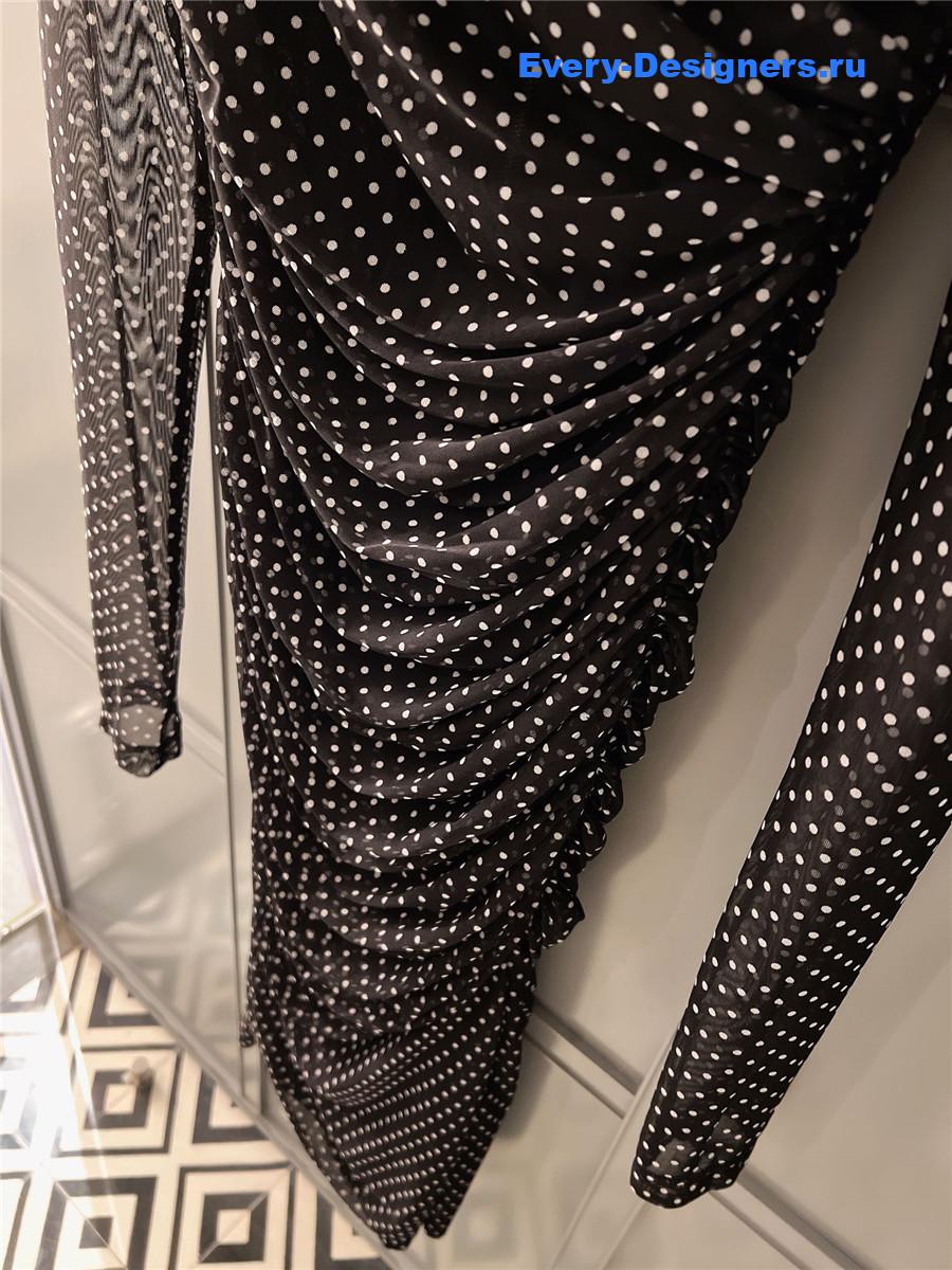 Dolce & Gabbana Polka-Dot Bustier Midi Dress