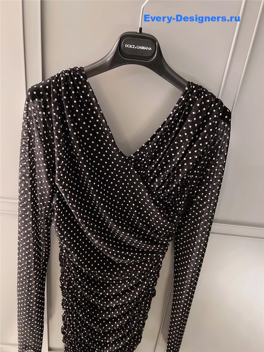 Dolce & Gabbana Polka-Dot Bustier Midi Dress