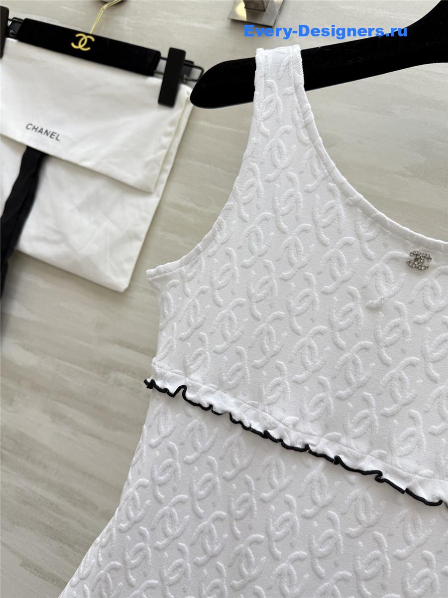 Ch**el white cc logo vest swimsuit