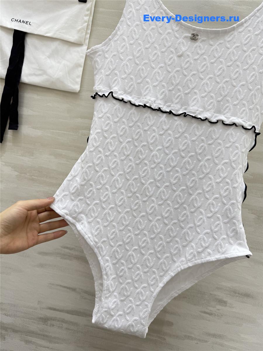 Ch**el white cc logo vest swimsuit
