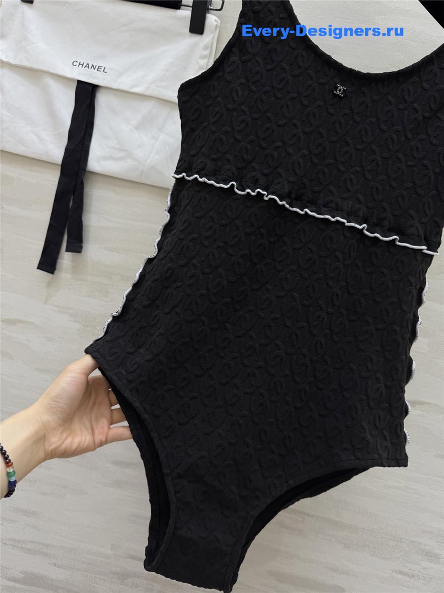 Ch**el black cc logo vest swimsuit