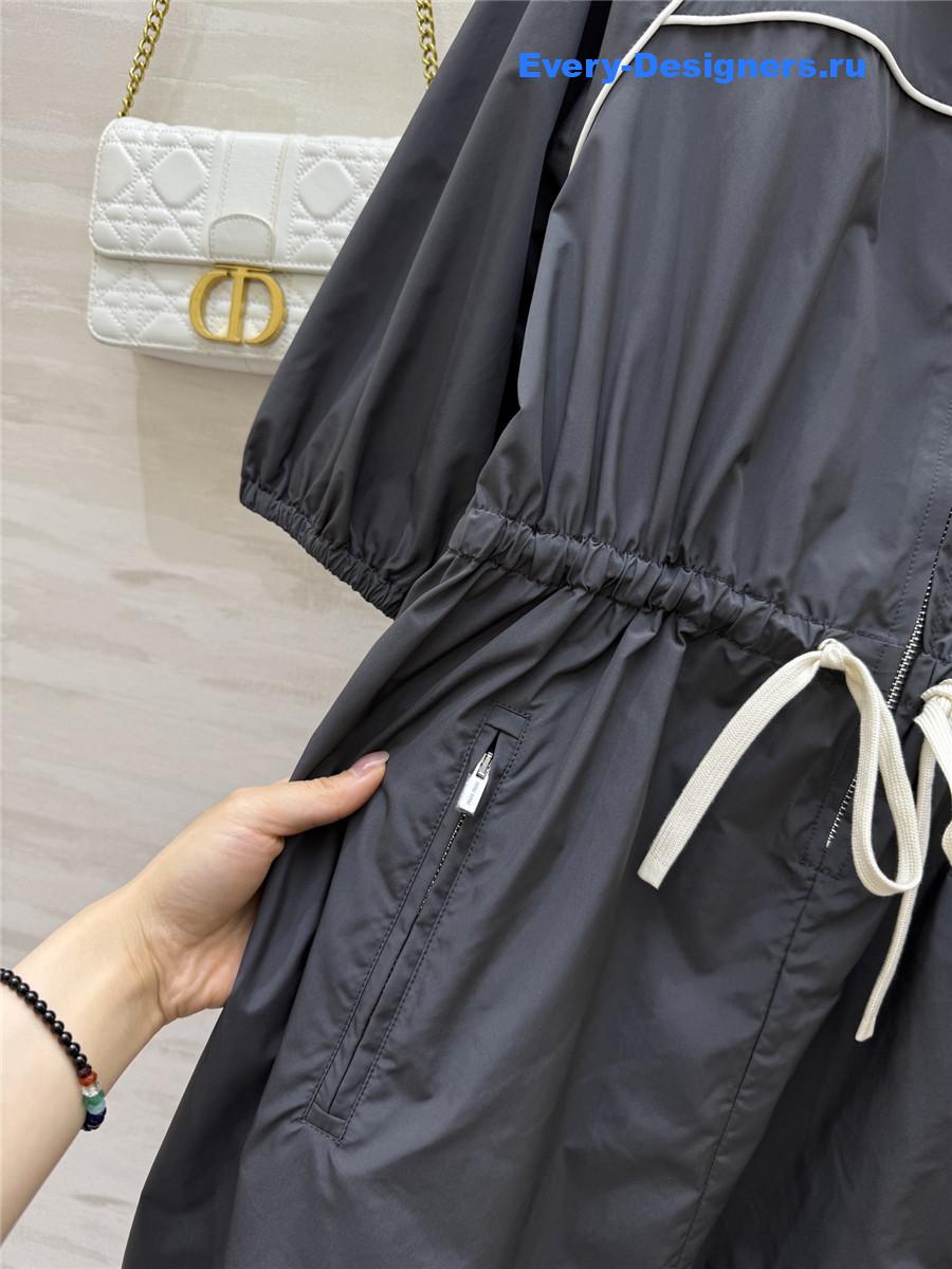 Miu Miu Aluminum Technical Silk Mini-Dress