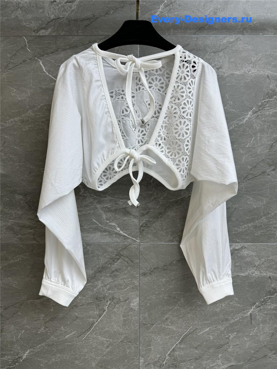 Ch**el white hollow backless shirt