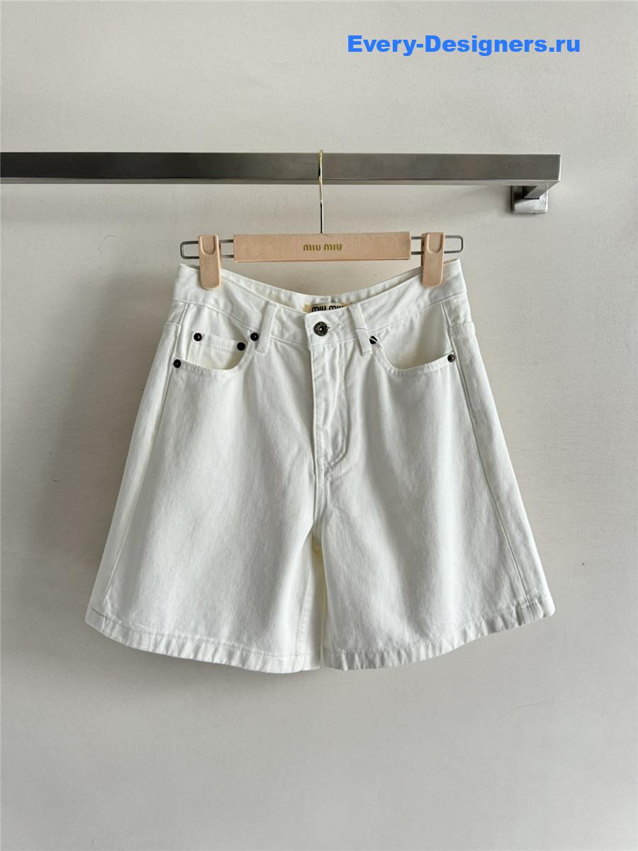 Miu Miu High Waisted White Denim Shorts