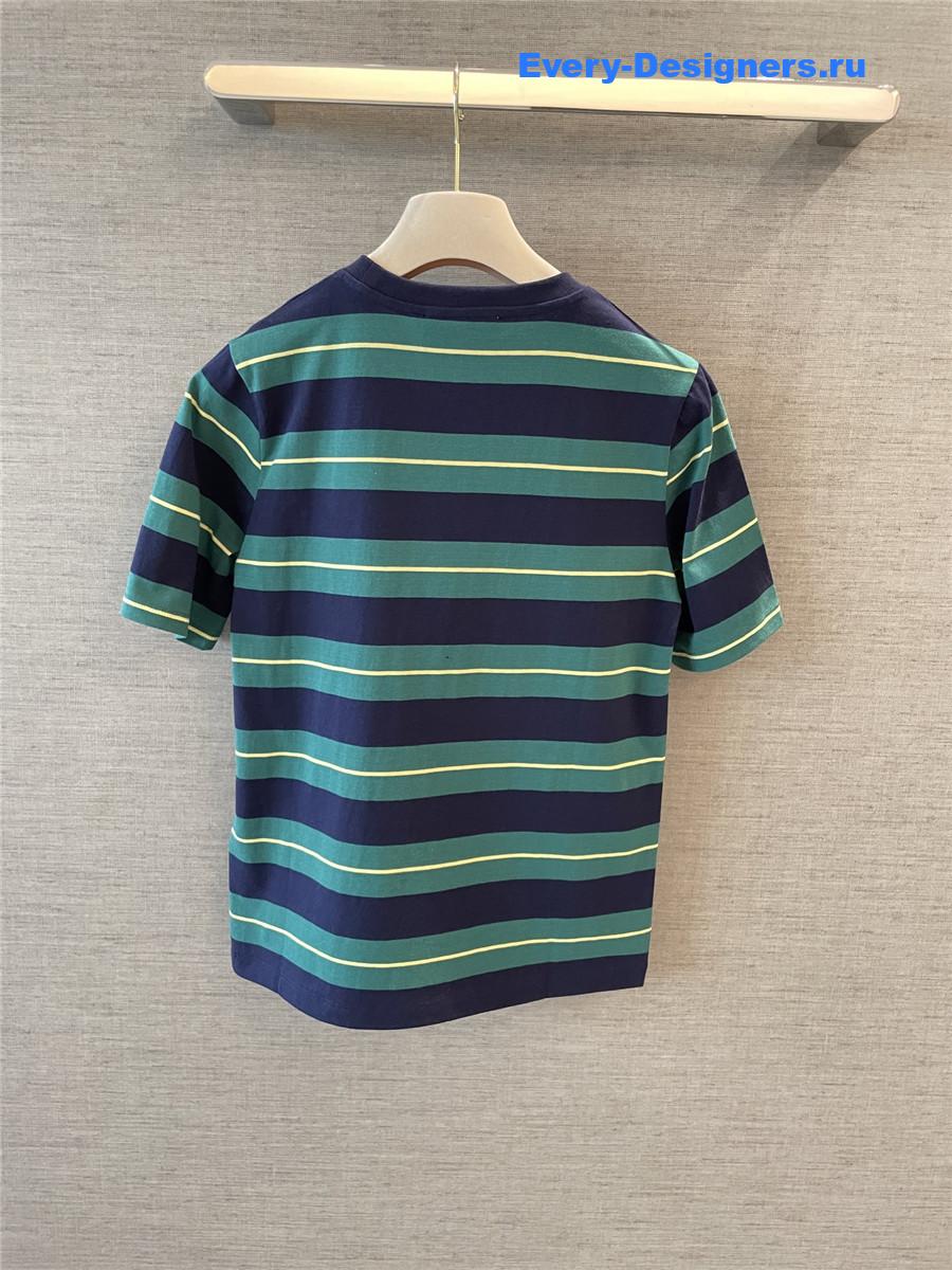 Miu Miu Green Striped Cotton T-Shirt