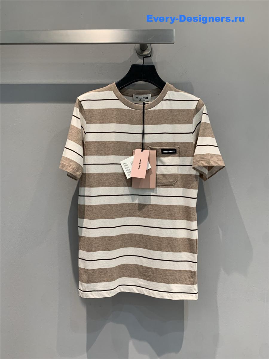 Miu Miu Black Striped Logo T-Shirt