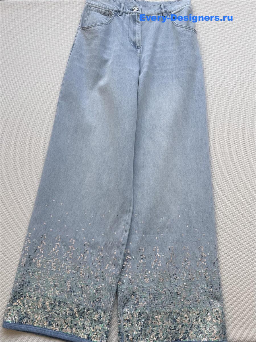 Ch**el rhinestone straight-leg jeans
