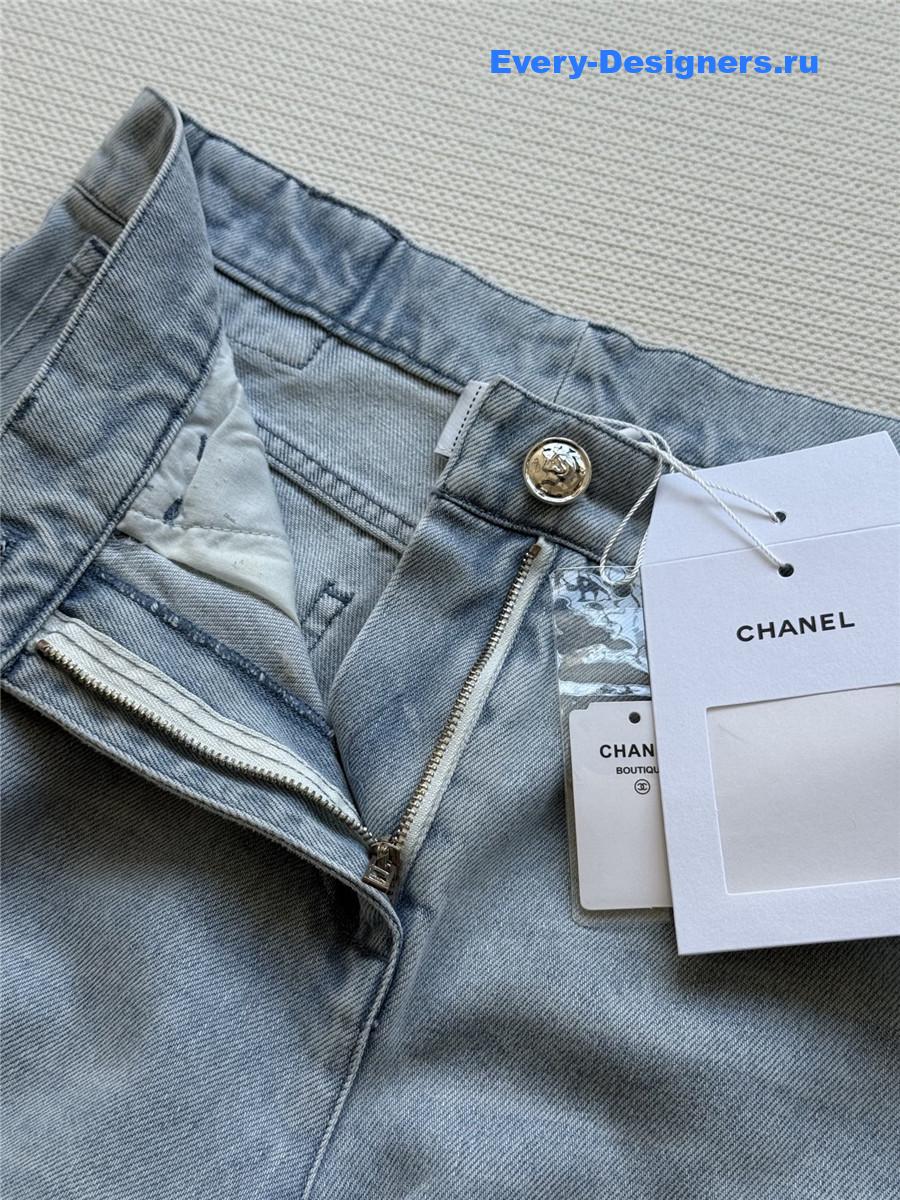 Ch**el rhinestone straight-leg jeans