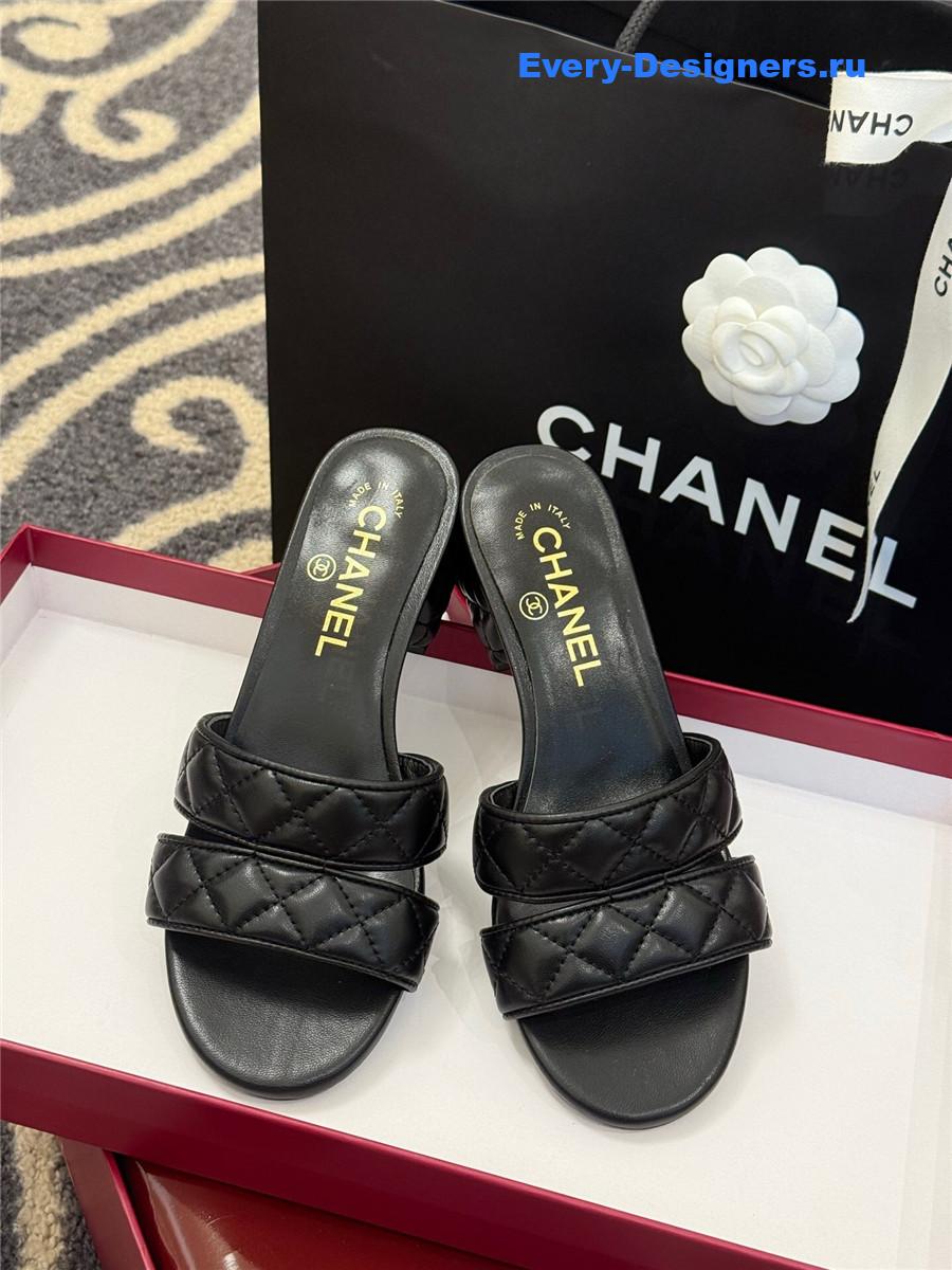 Ch**el quilted cc black platform sandals