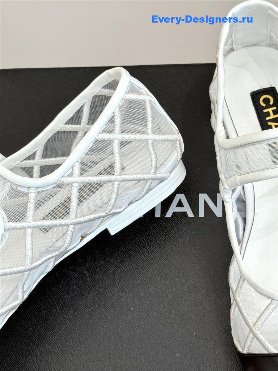 Ch**el white mesh mary jane flats