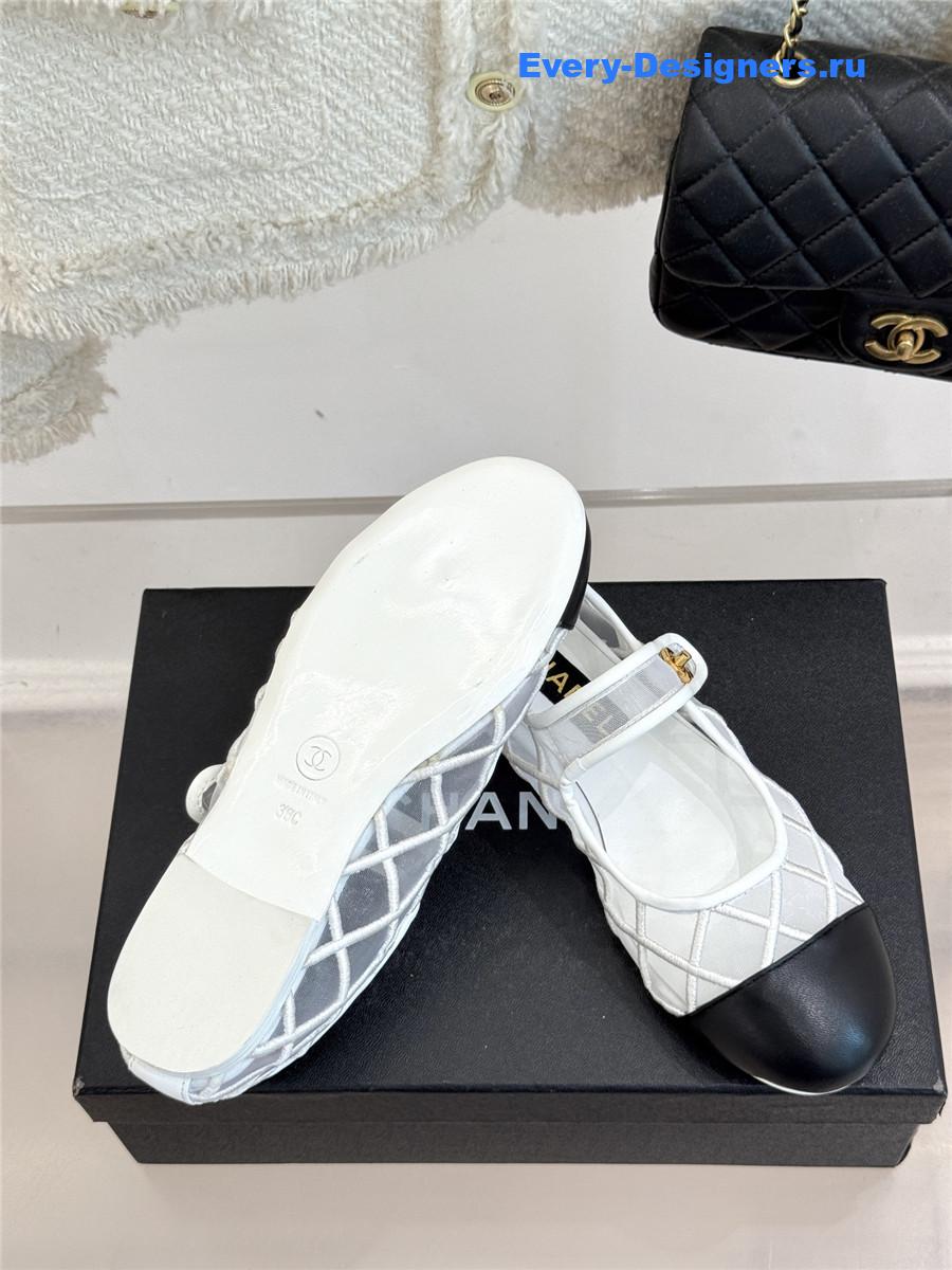 Ch**el white mesh mary jane flats