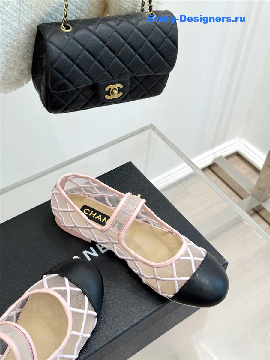 Ch**el pink mesh mary jane flats