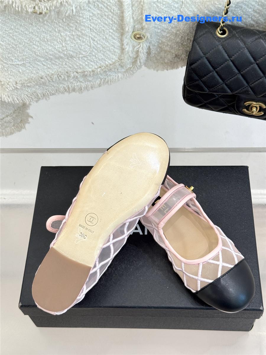 Ch**el pink mesh mary jane flats