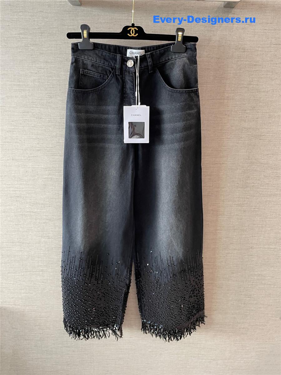 Ch**el black beaded jeans