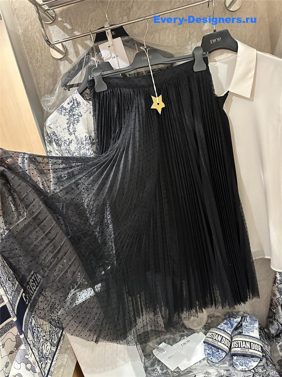 D10r polka dot pleated skirt black