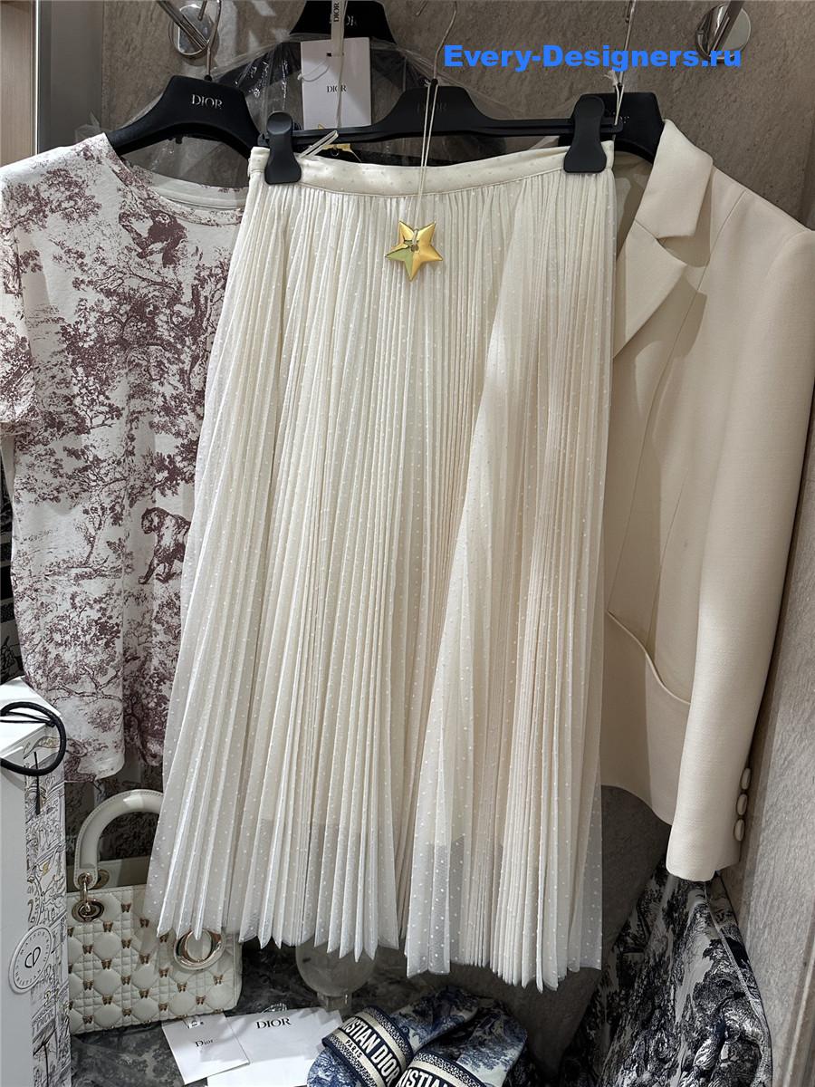 D10r off-white polka dot tulle skirt