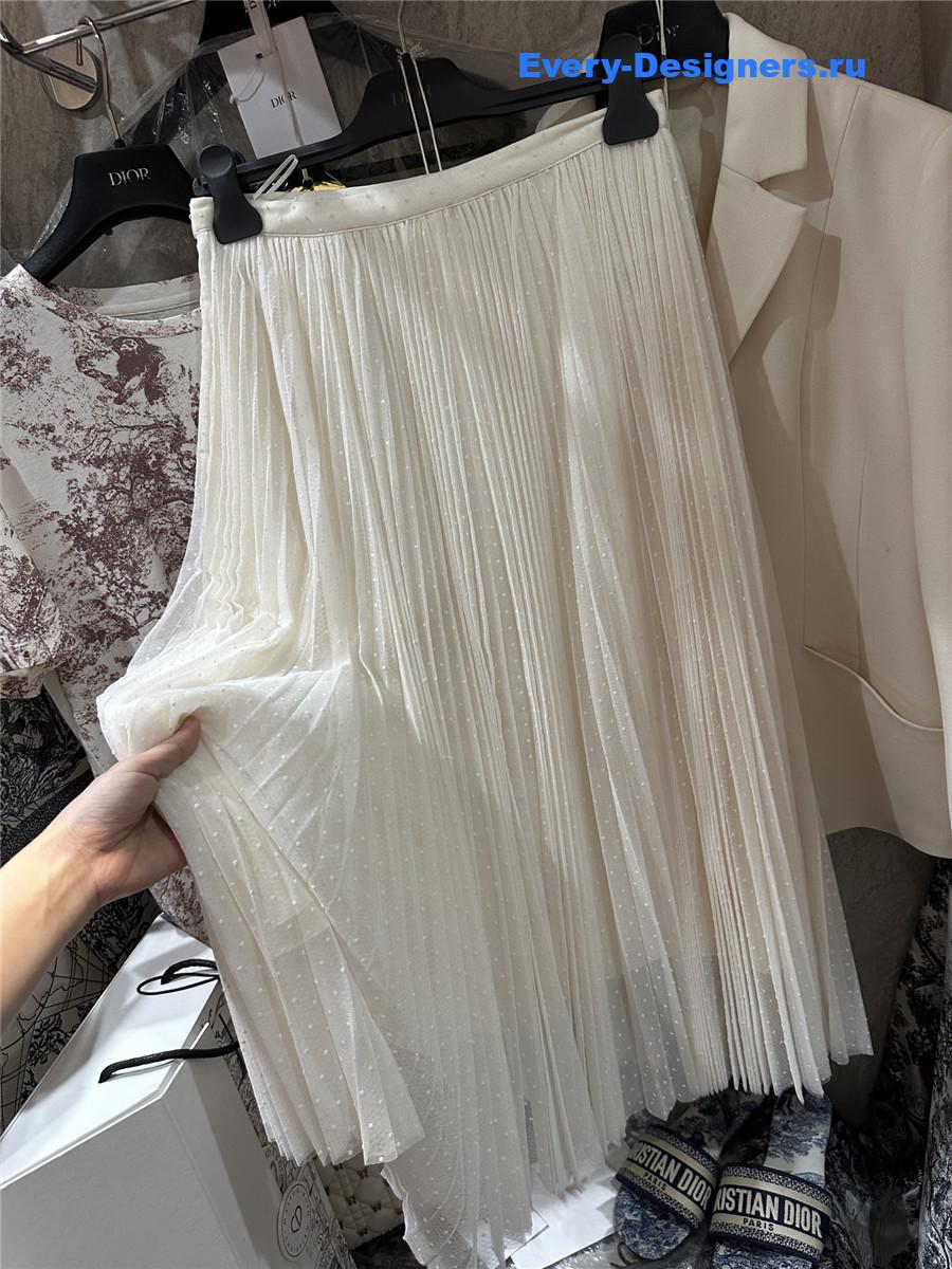 D10r off-white polka dot tulle skirt