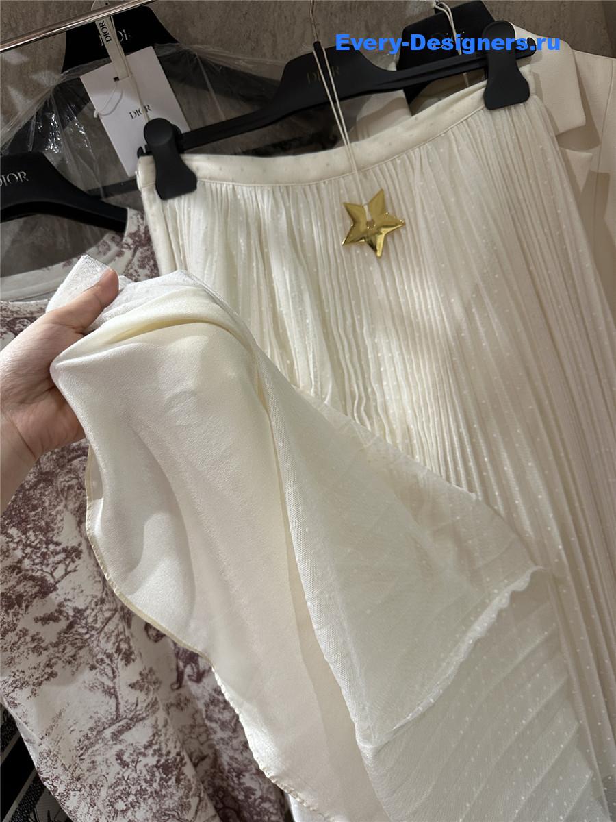 D10r off-white polka dot tulle skirt