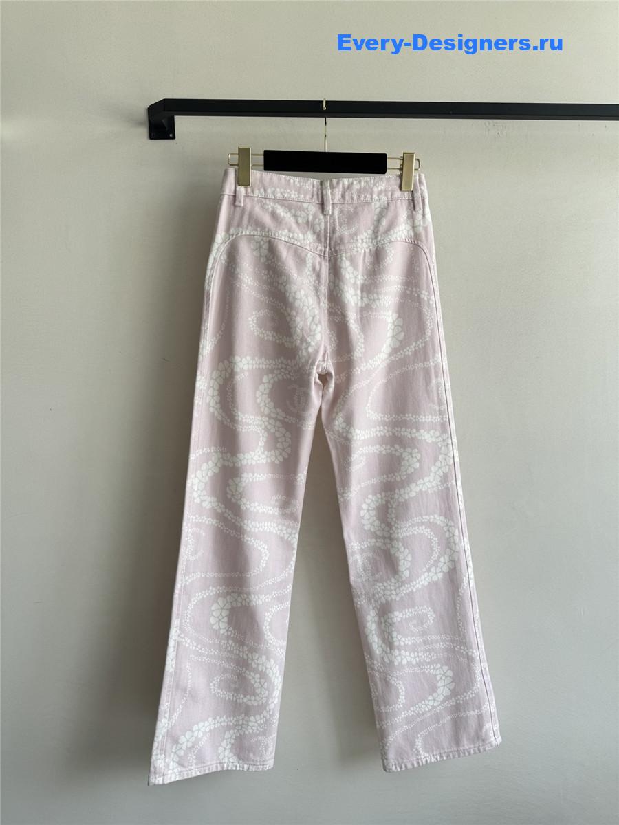 Ch**el pink printed denim jeans
