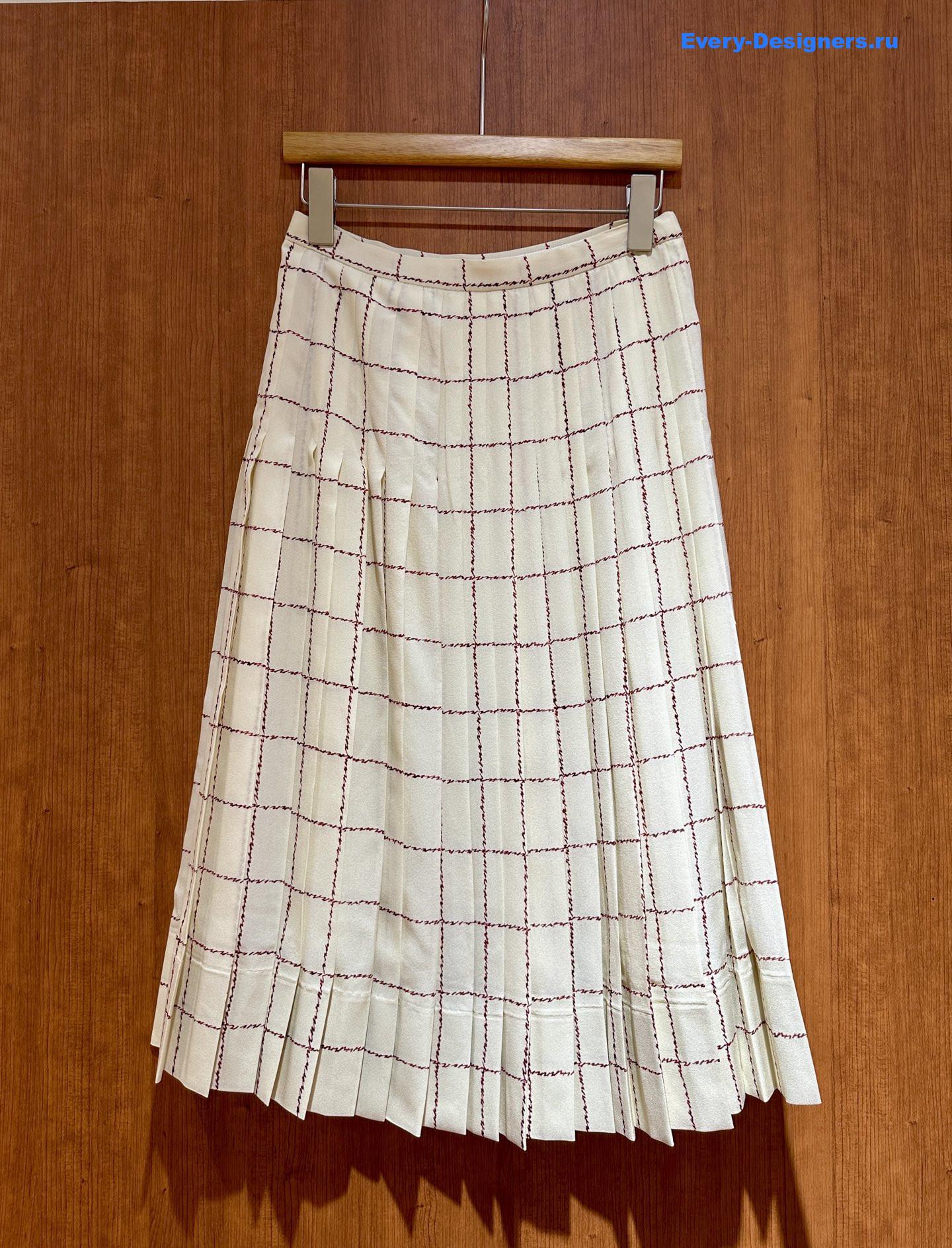 L0r0 P1ana silk check skirt