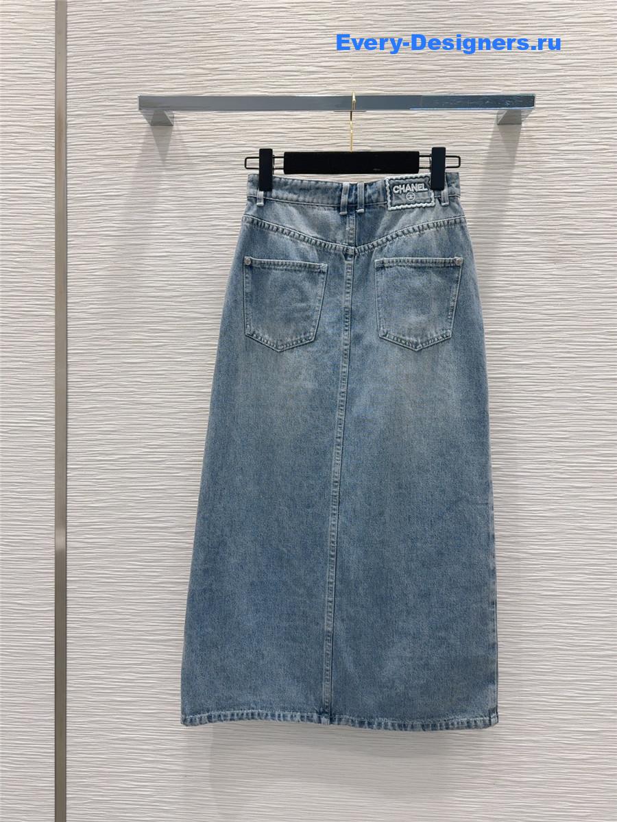 Ch**el high waist denim skirt