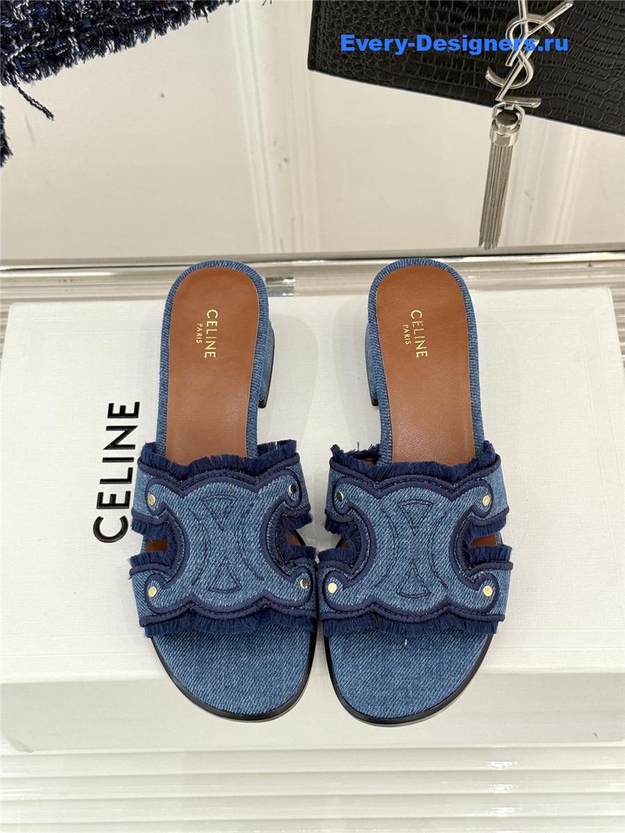Ce1i*e denim fringed mules