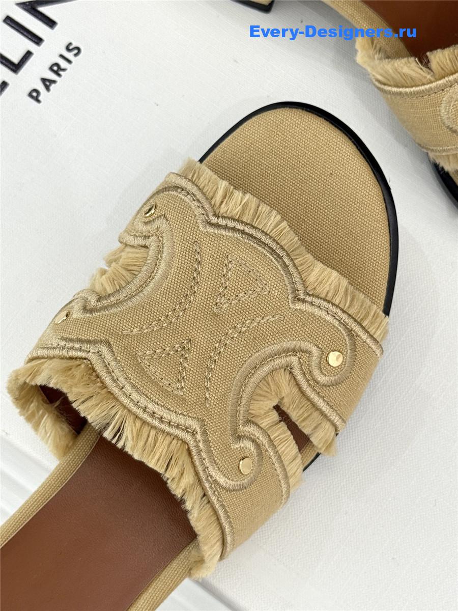 Ce1i*e denim brown fringed mules