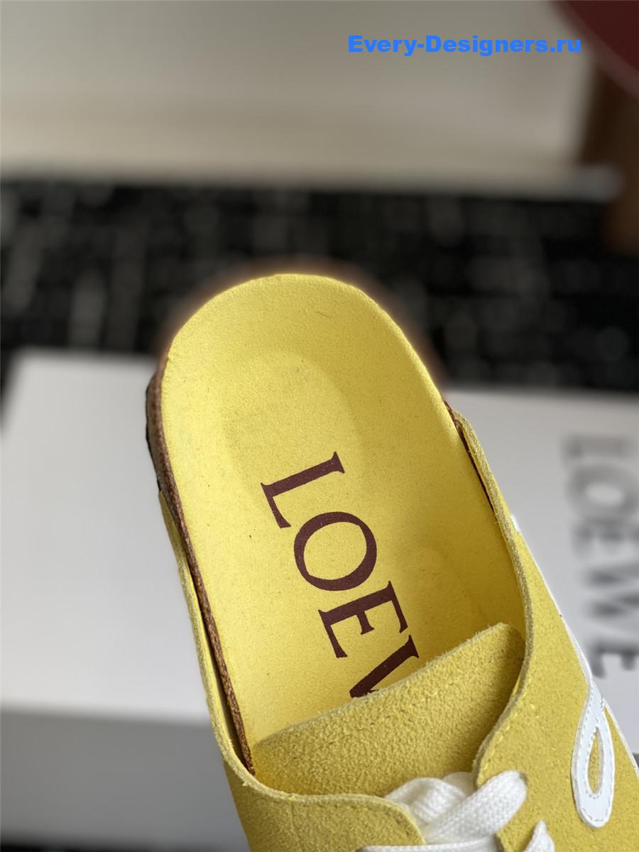 L0ew* logo yellow lace-up slides