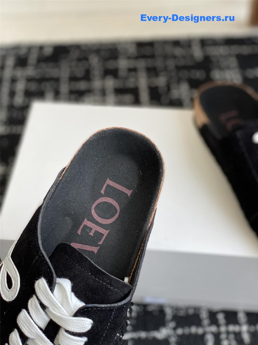 L0ew* logo black lace-up slides